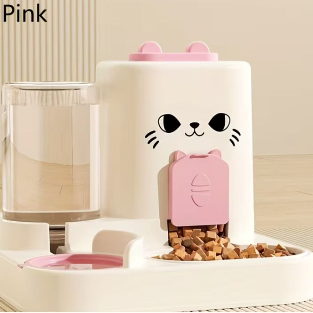 New In Box - 2-In-1 Automatic Cat Food and Water Dispenser - Pink